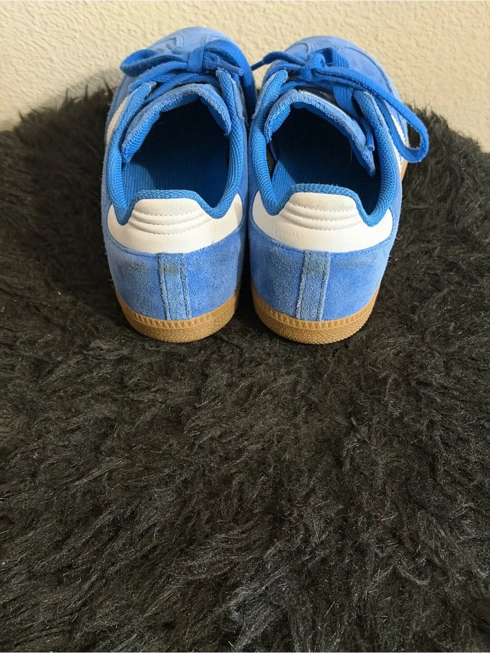 adidas Kids Blue Suede Sneakers with White Stripes